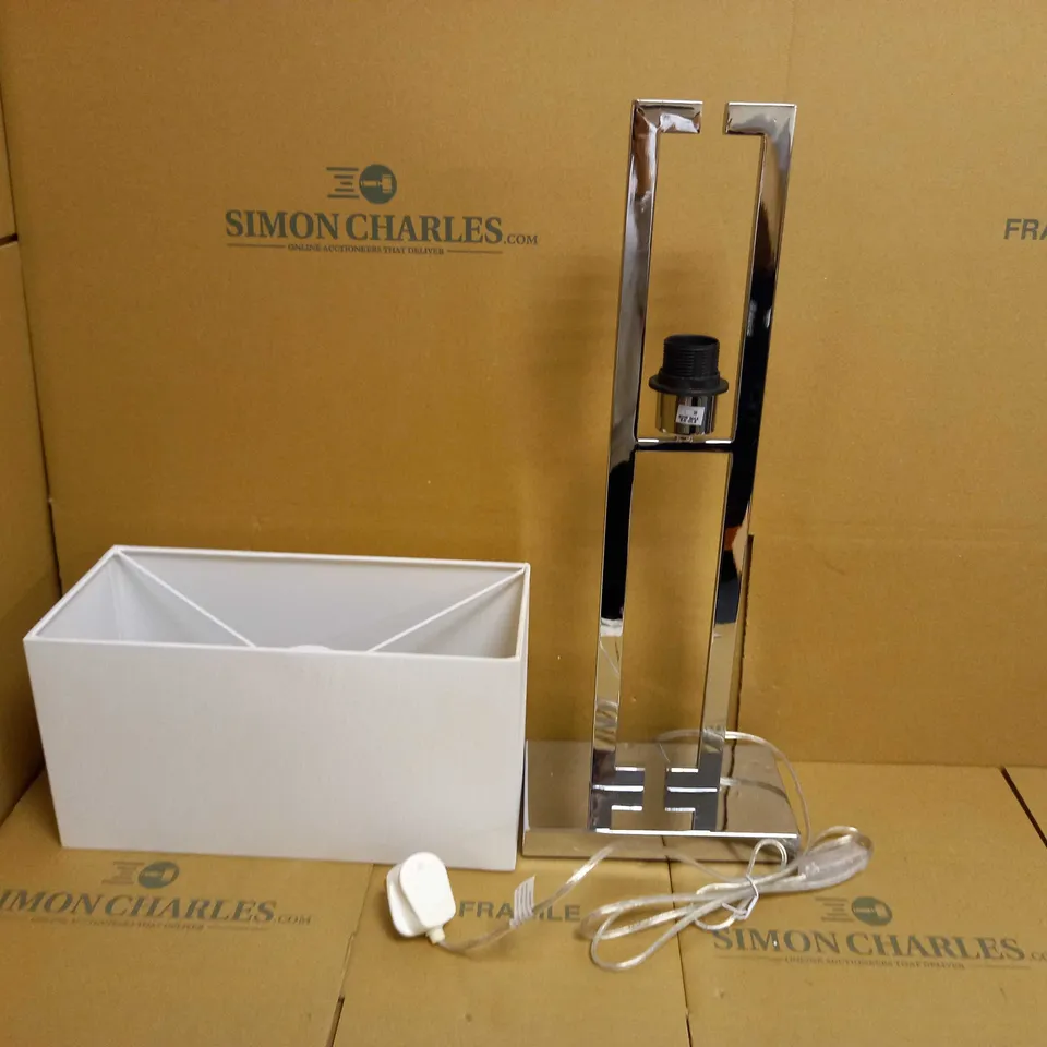 DAR LIGHTING GROUP NILE TABLE LAMP - POLISHED CHROME EFFECT WITH IVORY SHADE