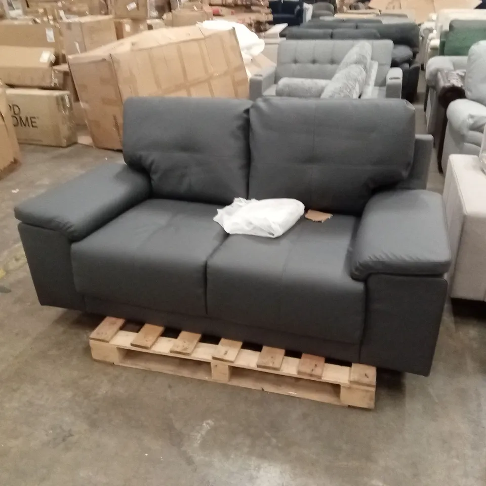 KANSAS 2 SEATER SOFA, GREY PREMIUM FAUX LEATHER
