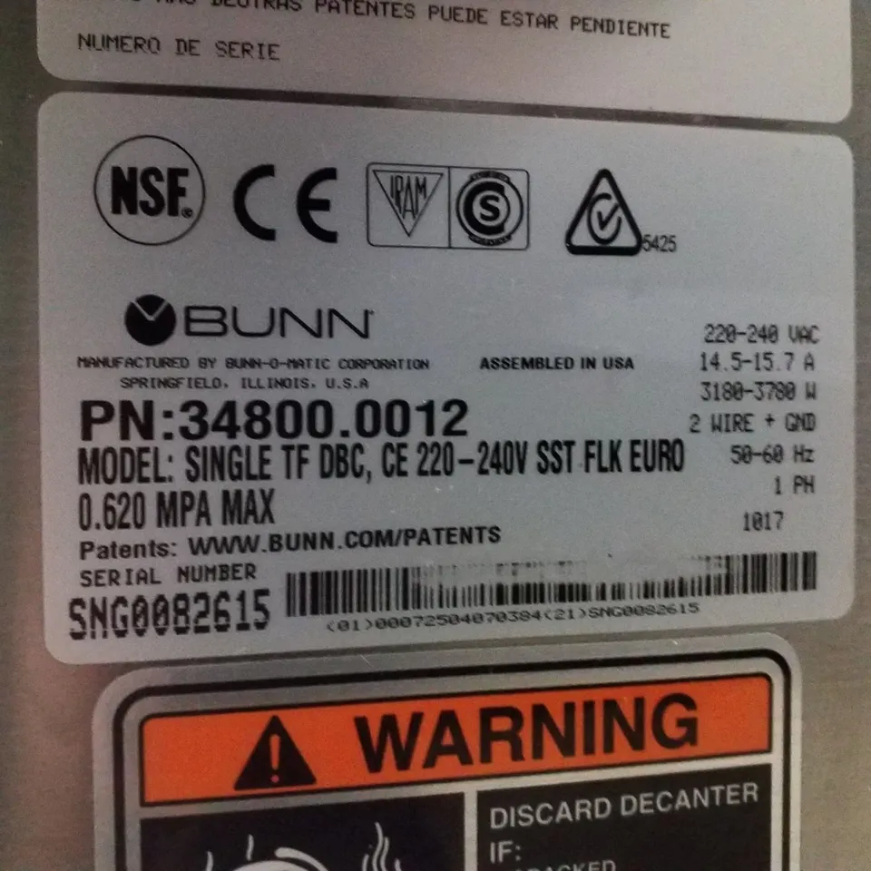 BUNN SINGLE TF BREWER
