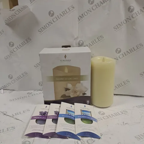 BOXED LUMINARA FRAGRANCE DIFFUSING PILLAR CANDLE