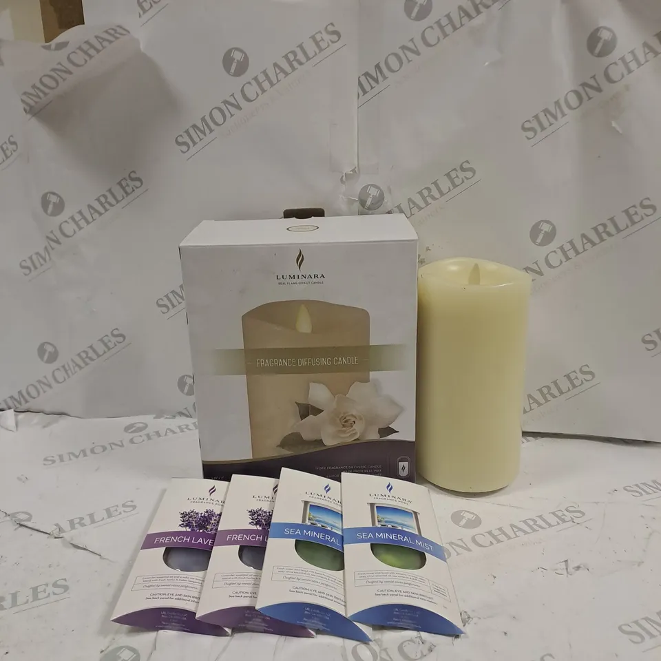 BOXED LUMINARA FRAGRANCE DIFFUSING PILLAR CANDLE 