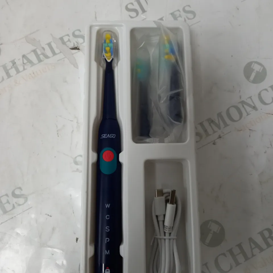 BOXED SEAGO KIDS RECHARGEABLE ELECTRIC TOOTHBRUSH WITH REPLACEMENT HEADS 