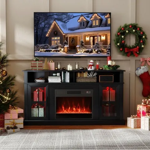 148CM FIREPLACE TV STAND WITH LED LIGHTS ENTERTAINMENT CENTER FOR 65 INCH TV