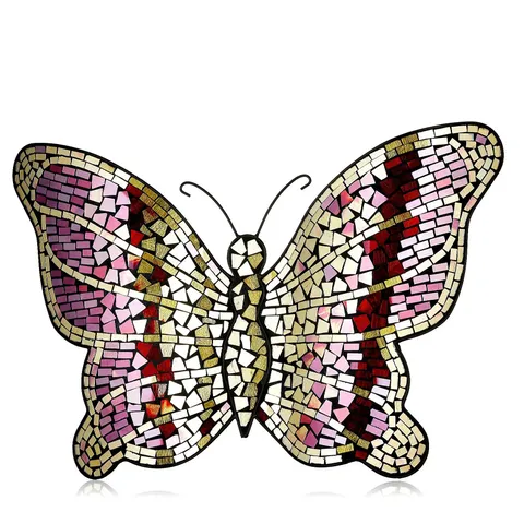 GARDEN REFLECTIONS HAND FINISHED MOSAIC GOLD BUTTERFLY WALL HANGING
