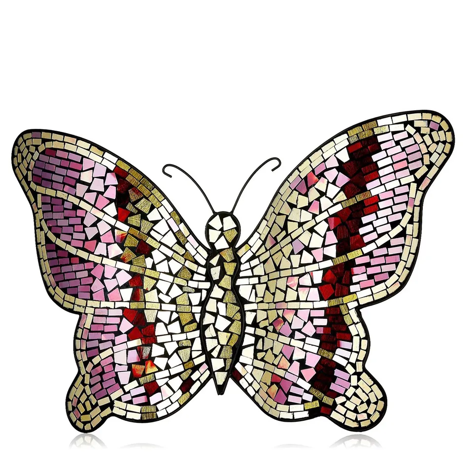 GARDEN REFLECTIONS HAND FINISHED MOSAIC GOLD BUTTERFLY WALL HANGING