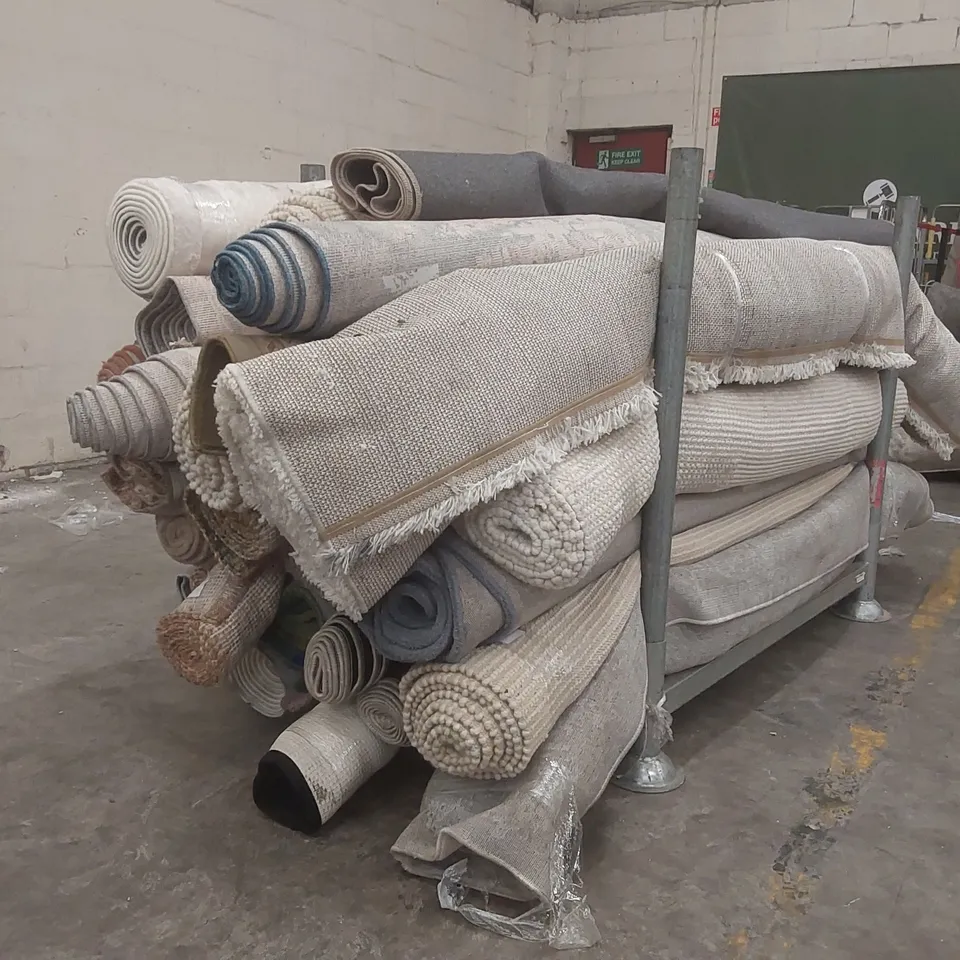 STILLAGE CONTAINING APPROXIMATELY 25x ASSORTED DESIGNER RUGS // STILLAGE NOT INCLUDED