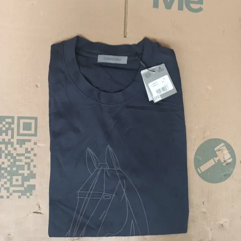 CORNELIANI SHORT SLEEVE T-SHIRT IN MIDNIGHT NAVY SIZE EU 48