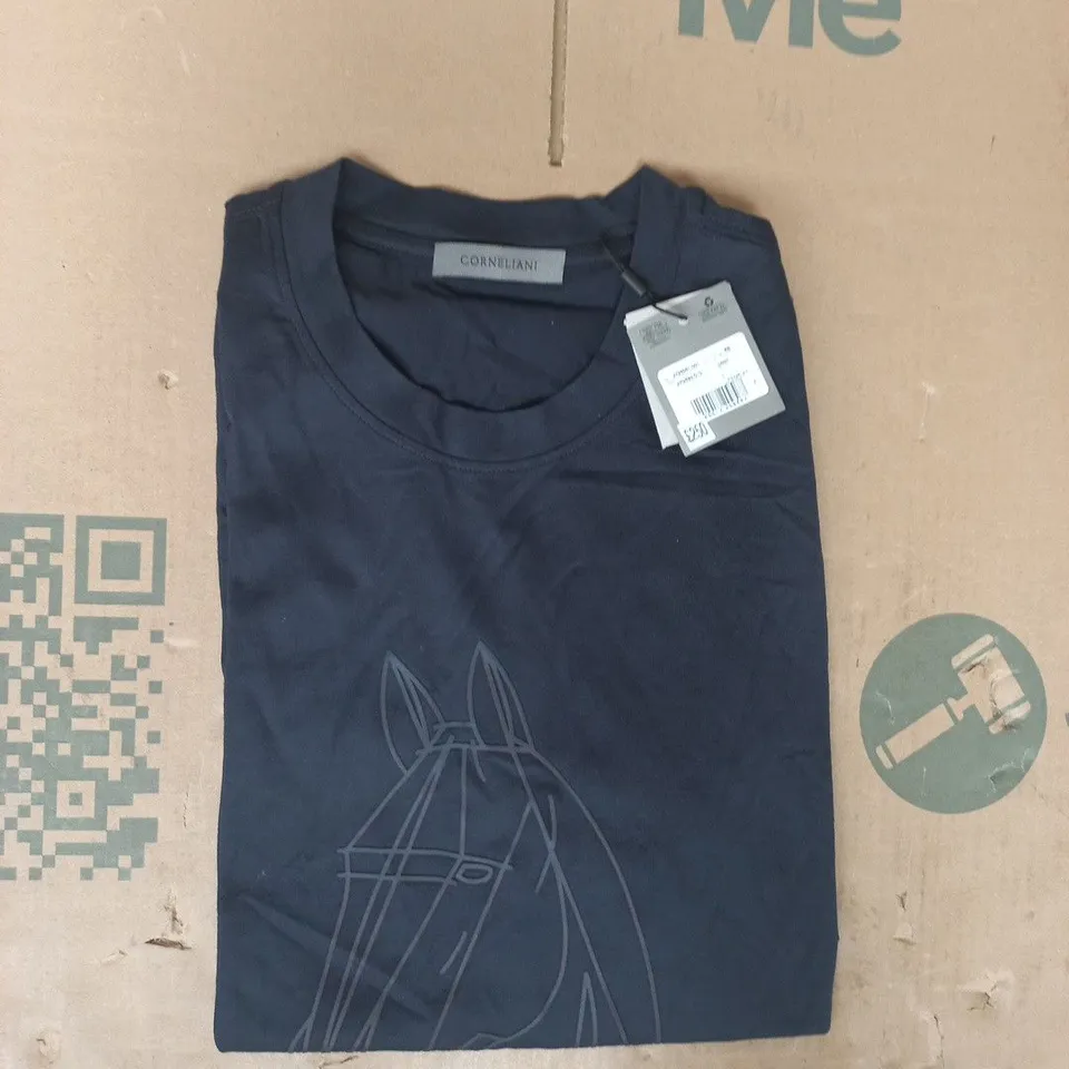 CORNELIANI SHORT SLEEVE T-SHIRT IN MIDNIGHT NAVY SIZE EU 48