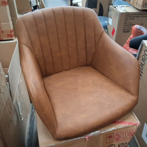 BOXED DINING CHAIRS SET OF 2 PU LEATHER ARMCHAIR WITH METAL LEGS KITCHEN CHAIRS, BROWN