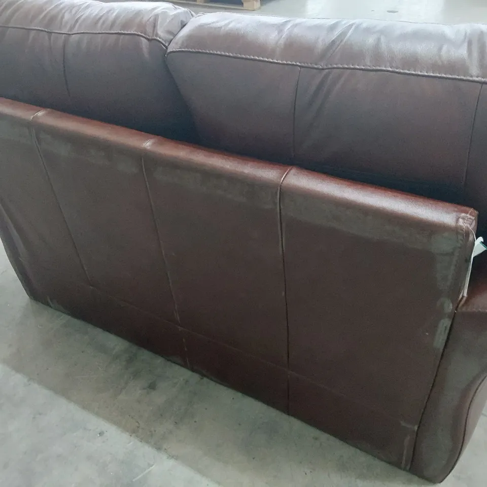 DESIGNER TWO SEATER SOFA CHESTNUT LEATHER 