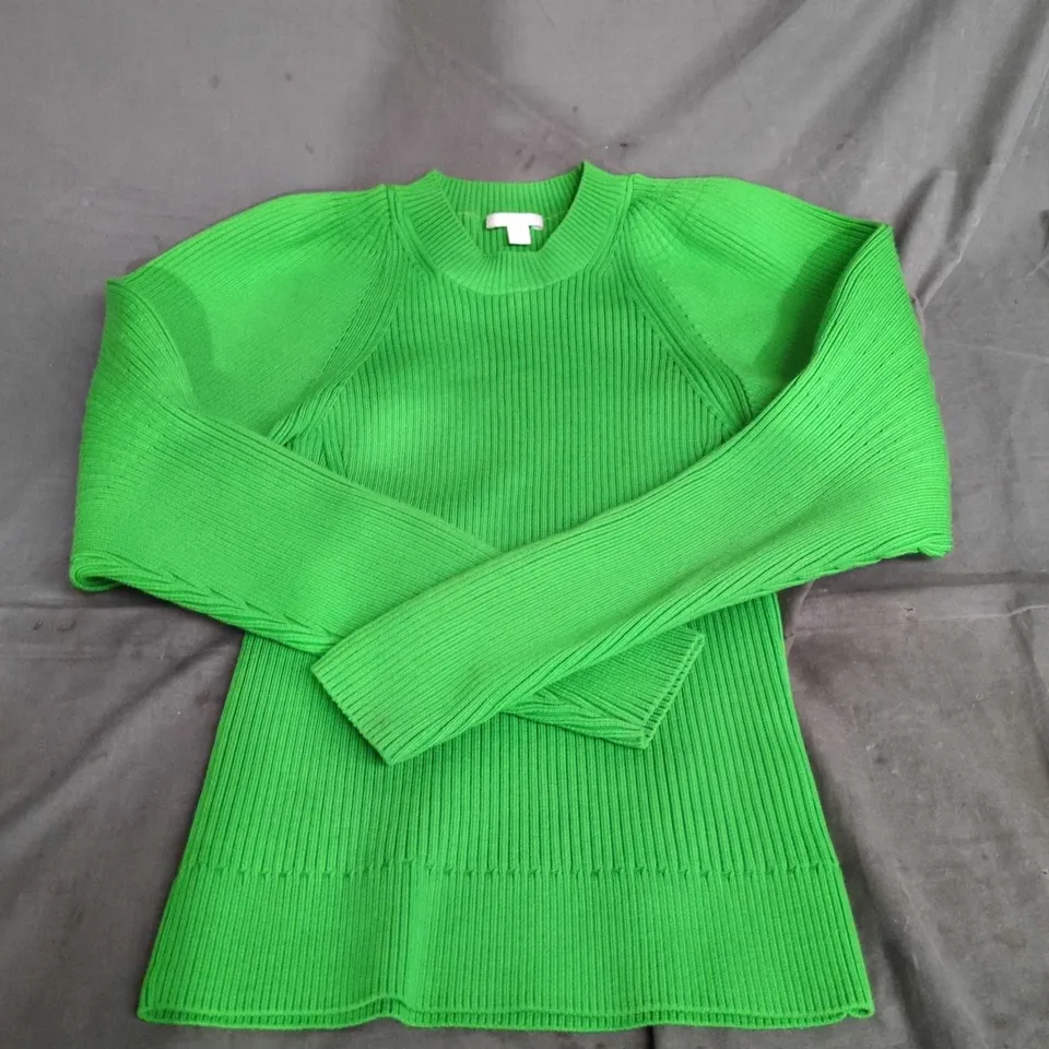 COS RIBBED KNIT JUMPER IN GREEN SIZE S