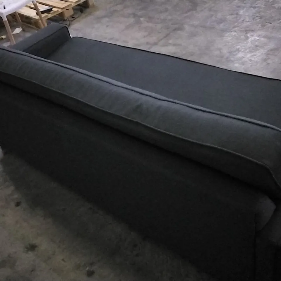 QUALITY BRITISH DESIGNED & MANUFACTURED G PLAN VINTAGE 59 LARGE SOFA TONIC CHARCOAL FABRIC SOFA WITH WOOD FINISH 