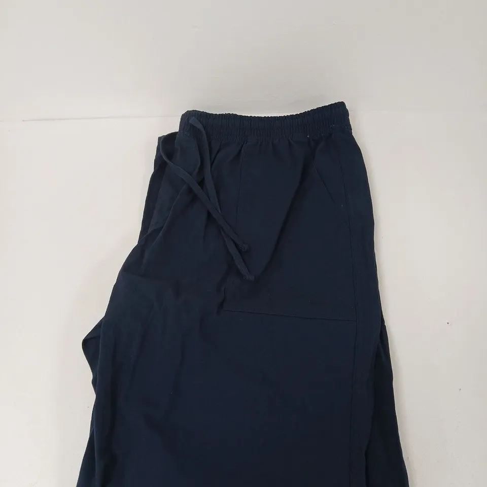 COTTON TRADERS NAVY PURE COTTON JOGGERS WITH DRAWSTRING – UK XL