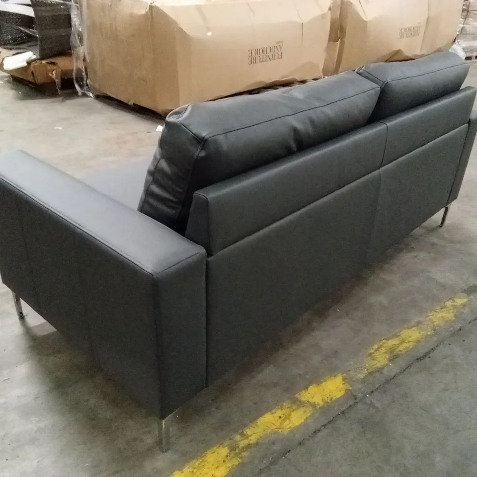 BALTIMORE 3 SEATER SOFA, GREY PREMIUM FAUX LEATHER 