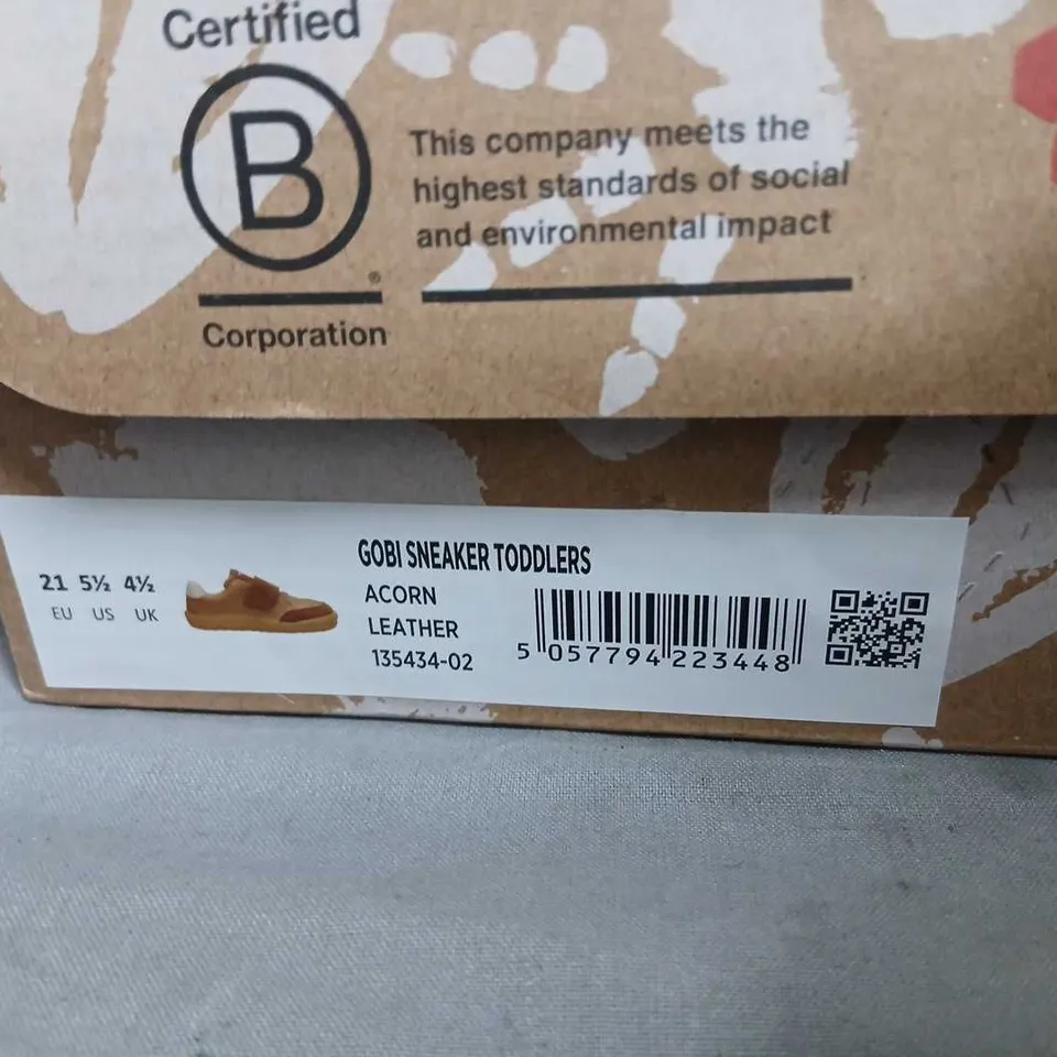 VIVOBAREFOOT GOBI TODDLERS SNEAKERS – ACORN LEATHER, UK 4.5 (EU 21, US 5.5)