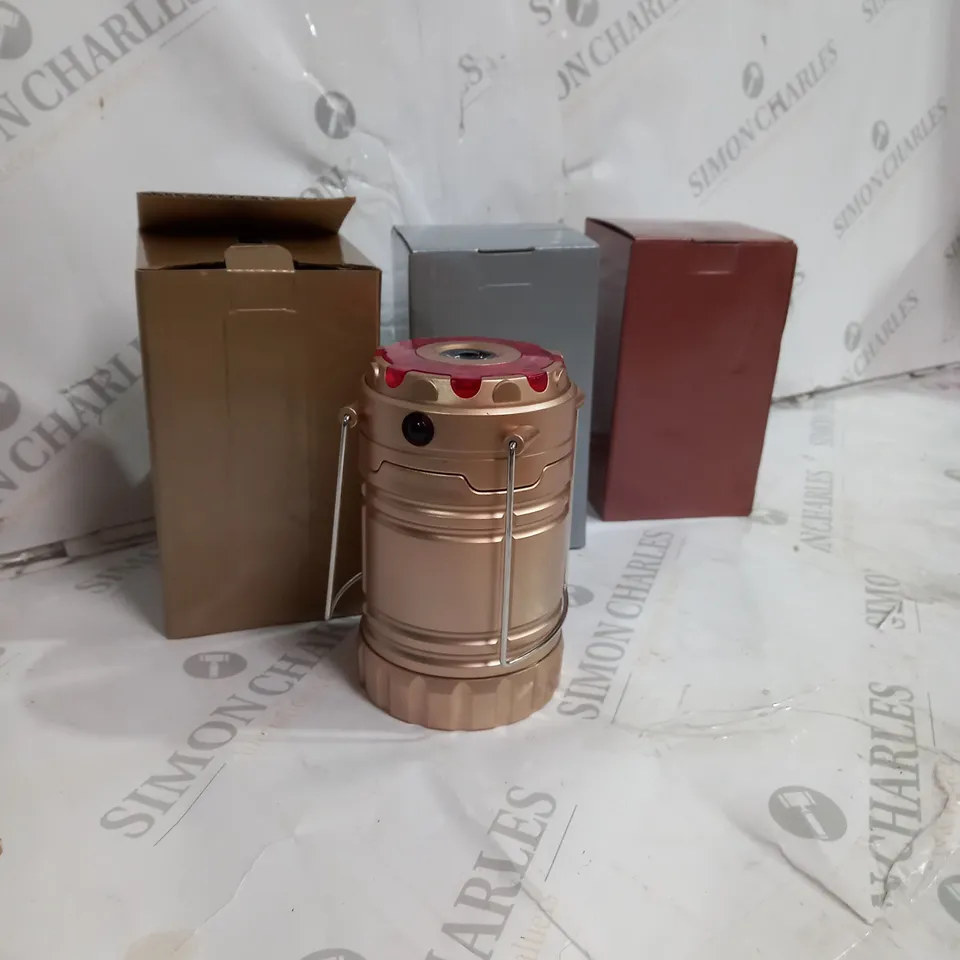 COB LANTERN SET OF 3 RED SILVER AND GOLD
