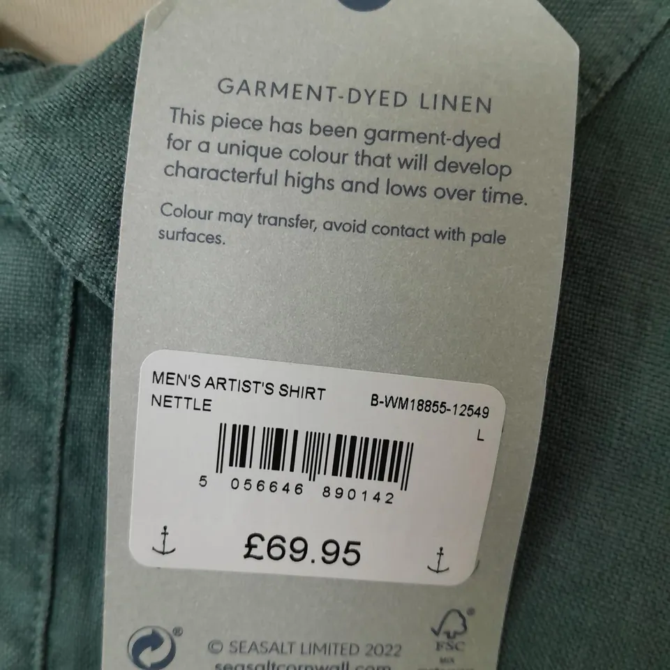 SEASALT CORNWALL MENS ARTIST SHIRT IN NETTLE - L