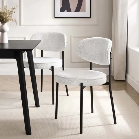 BOXED DUSK MIA SET OF 2 DINING CHAIR - IVORY BOUCLE (1 BOX)
