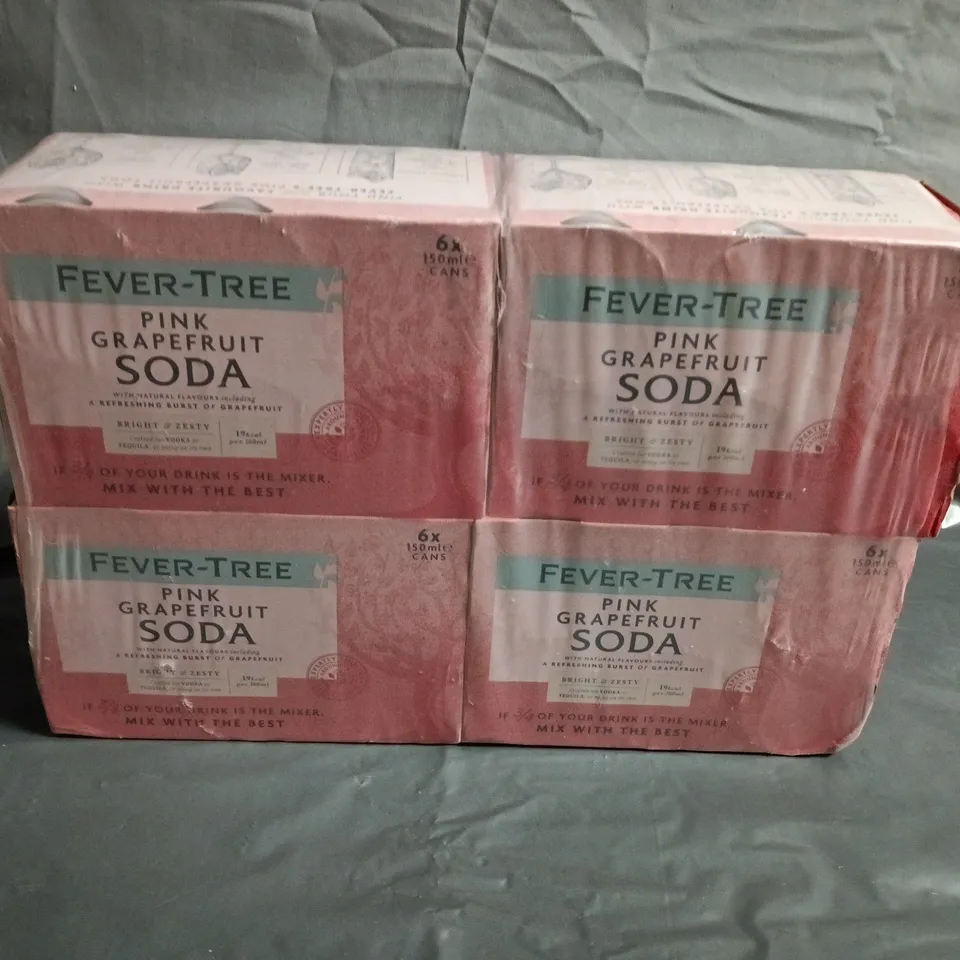 FEVER-TREE PINK GRAPEFRUIT SODA – 24 X 150ML CANS (4 X 6-PACK BOXES)