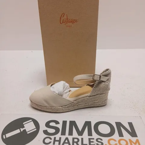 CASTANER ESPADRILLE WEDGE SANDALS – BEIGE, WOMEN'S SIZE 8