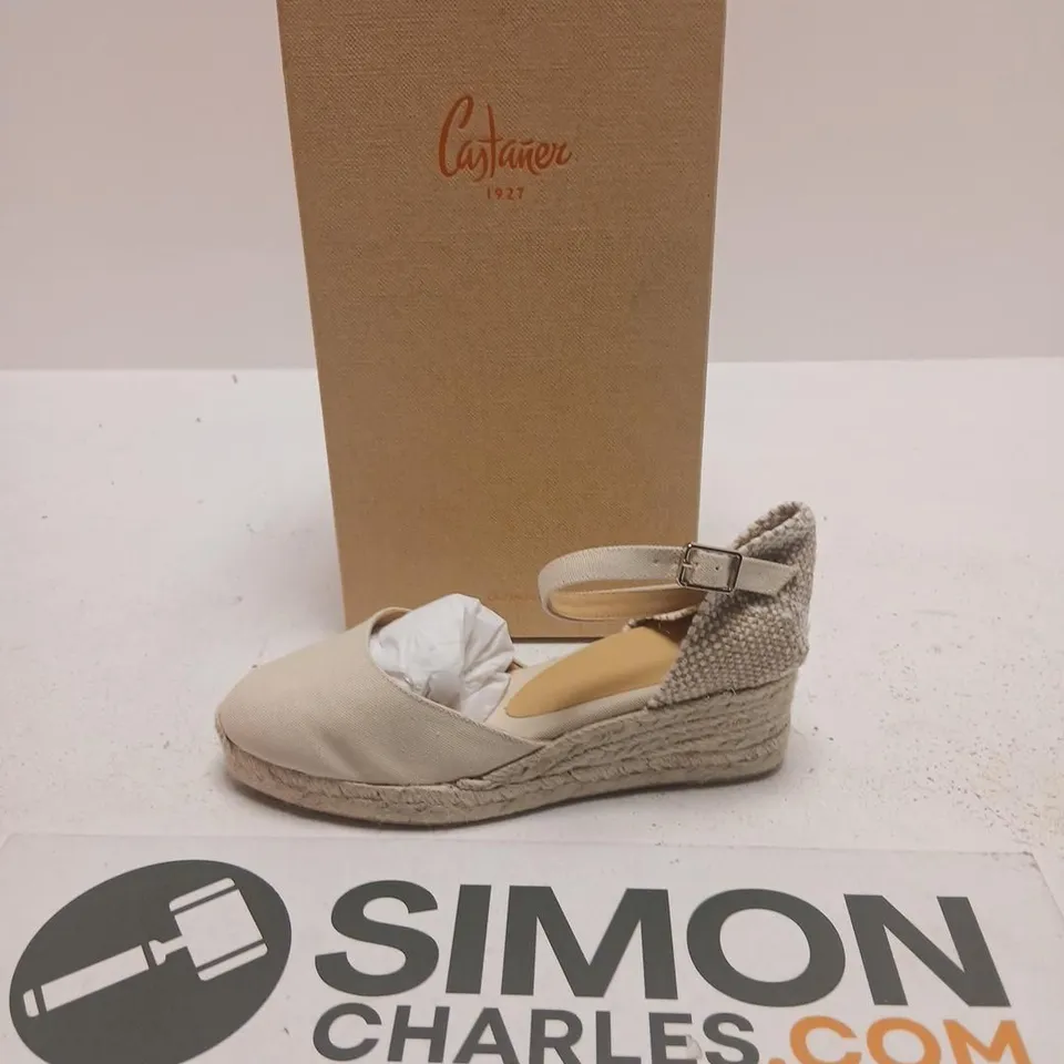 CASTANER ESPADRILLE WEDGE SANDALS – BEIGE, WOMEN'S SIZE 8