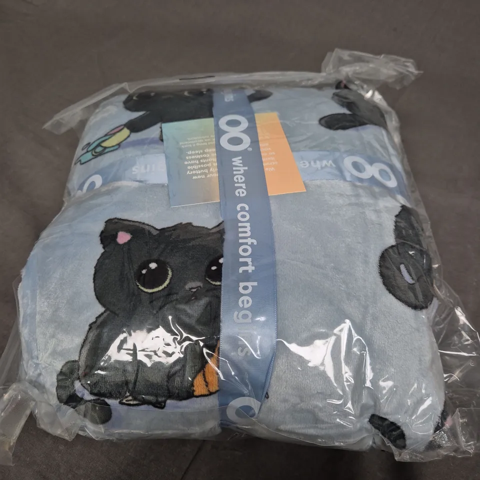 KIDS SEALED OODIE HOODED BLANKET - BLACK CAT