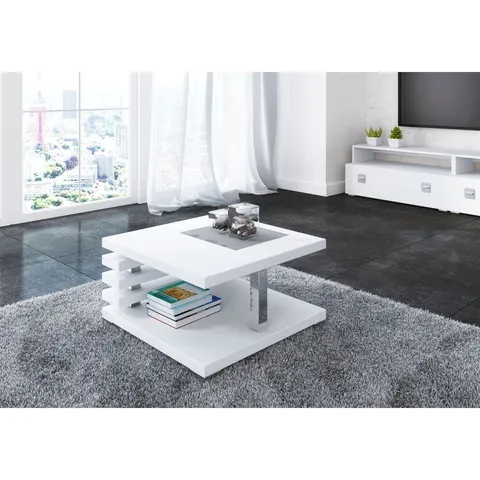 BOXED COFFEE TABLE JOHNSTOWN IN GEOMETRIC DESIGN - WHITE (1 BOX)