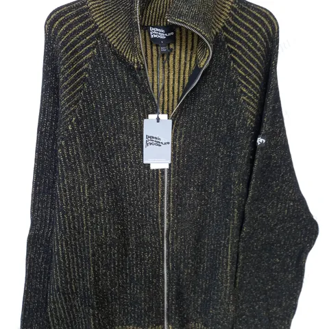BASIC PLEASURE MODE RIBBED ZIP THROUGH JACKET - L