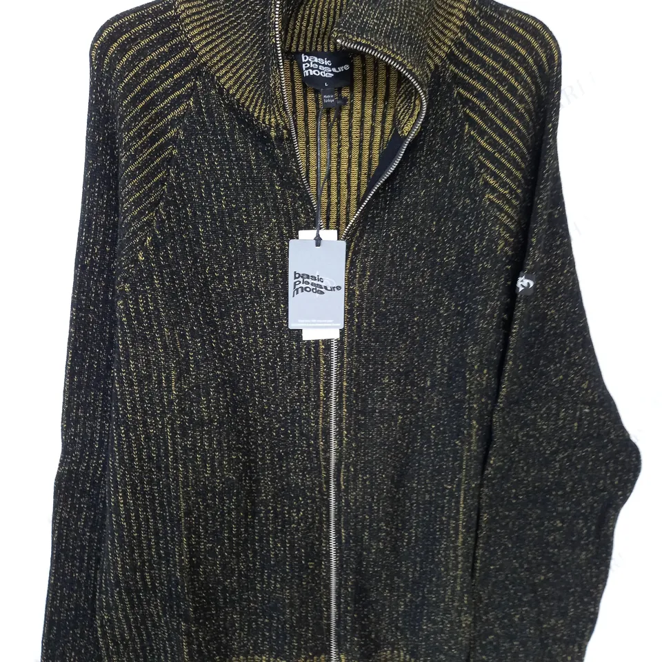 BASIC PLEASURE MODE RIBBED ZIP THROUGH JACKET - L