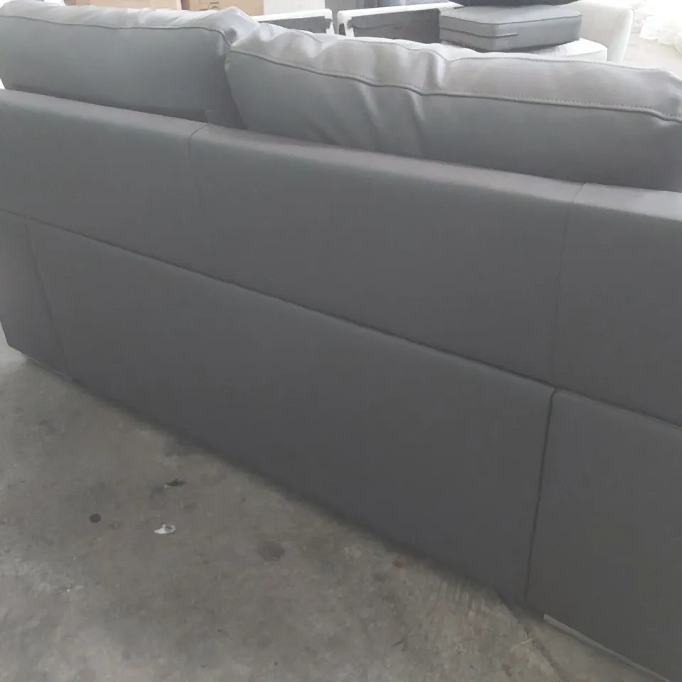 DESIGNER TWO SEATER SOFA GREY LEATHER 
