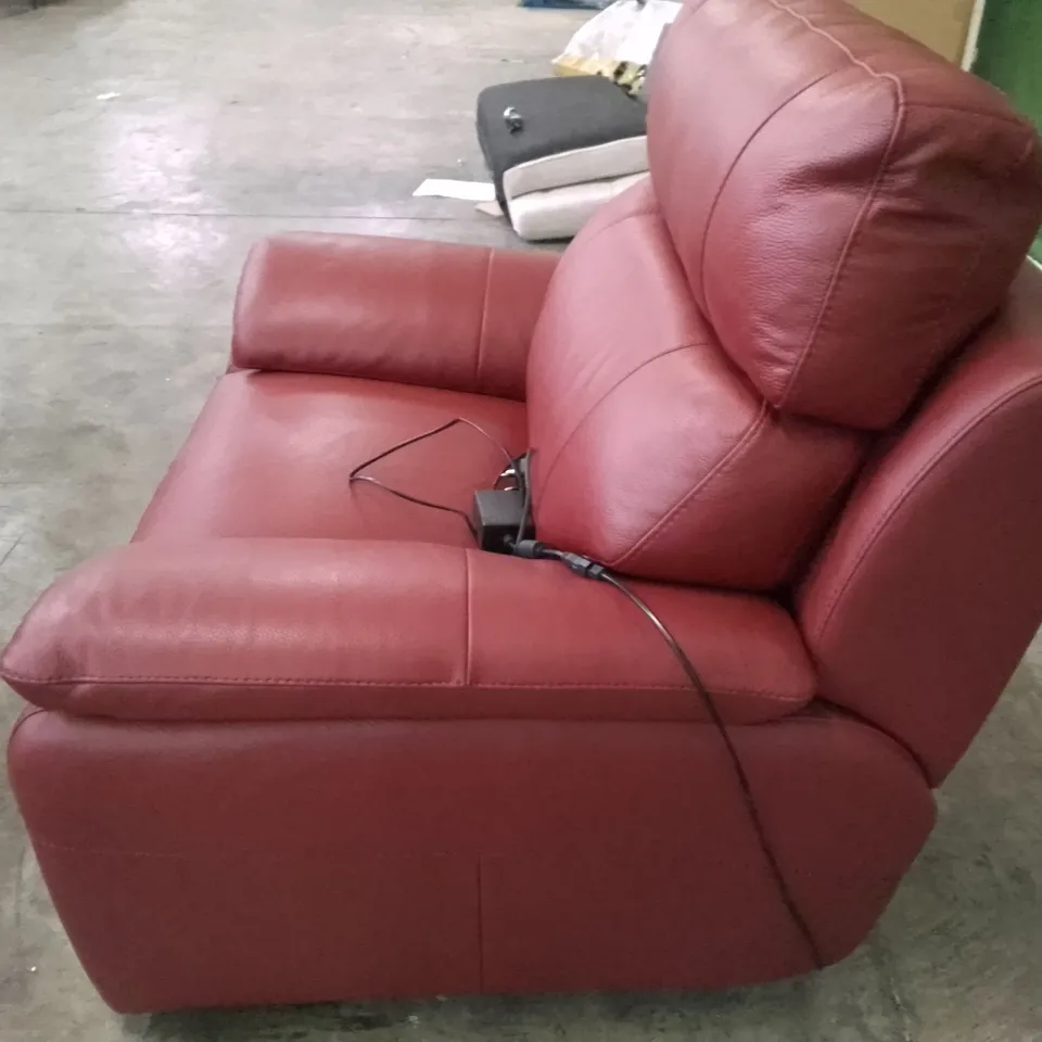 QUALITY ITALIAN DESIGNER PATRIZIO SMALL ARMS ELECTRIC RECLINER CHAIRS - DARK RED LEATHER 