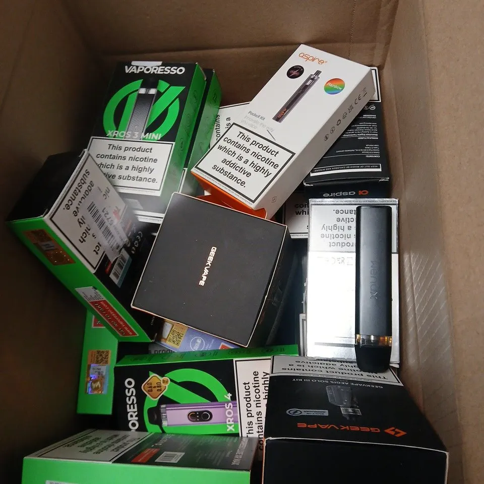 APPROXIMATELY 25 ITEMS INCLUDING  ASSORTED VAPING STARTER KITS – VAPORESSO, GEEKVAPE & ASPIRE (BOXED BULK LOT).
