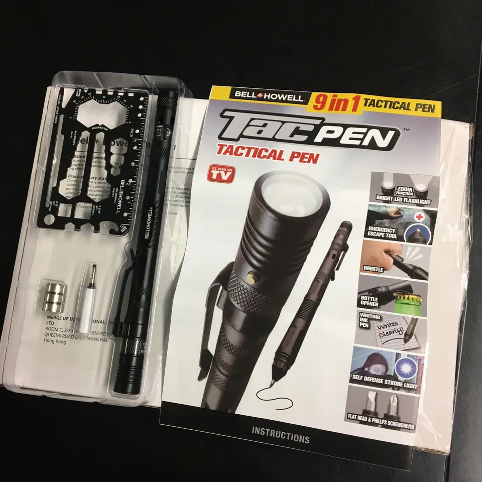24 BRAND NEW BOXED BELL & HOWELL 9 IN 1 TACTICAL PEN (1 BOX)