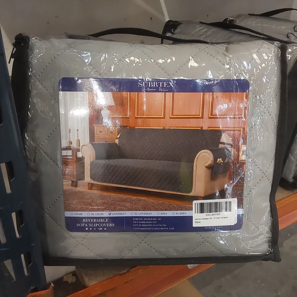 QUILTED REVERSIBLE LOVESEAT SOFA SLIP COVER - GREY