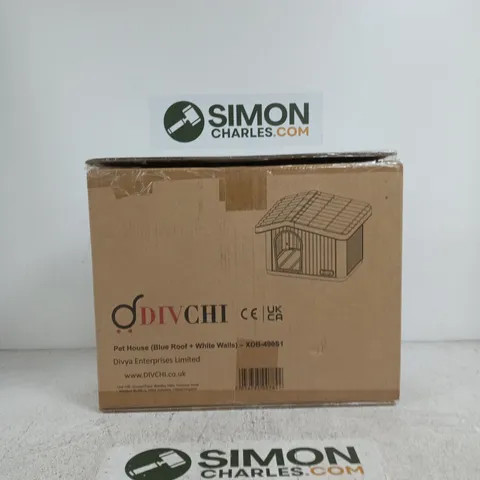 DIVCHI PET HOUSE – BLUE ROOF + WHITE WALLS (XDB-49081)