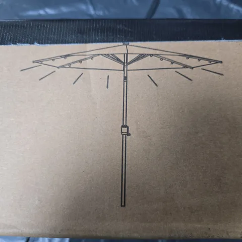 BOXED UNBRANDED 9FT PATIO UMBRELLA WITH LED LIGHT BEIGE 