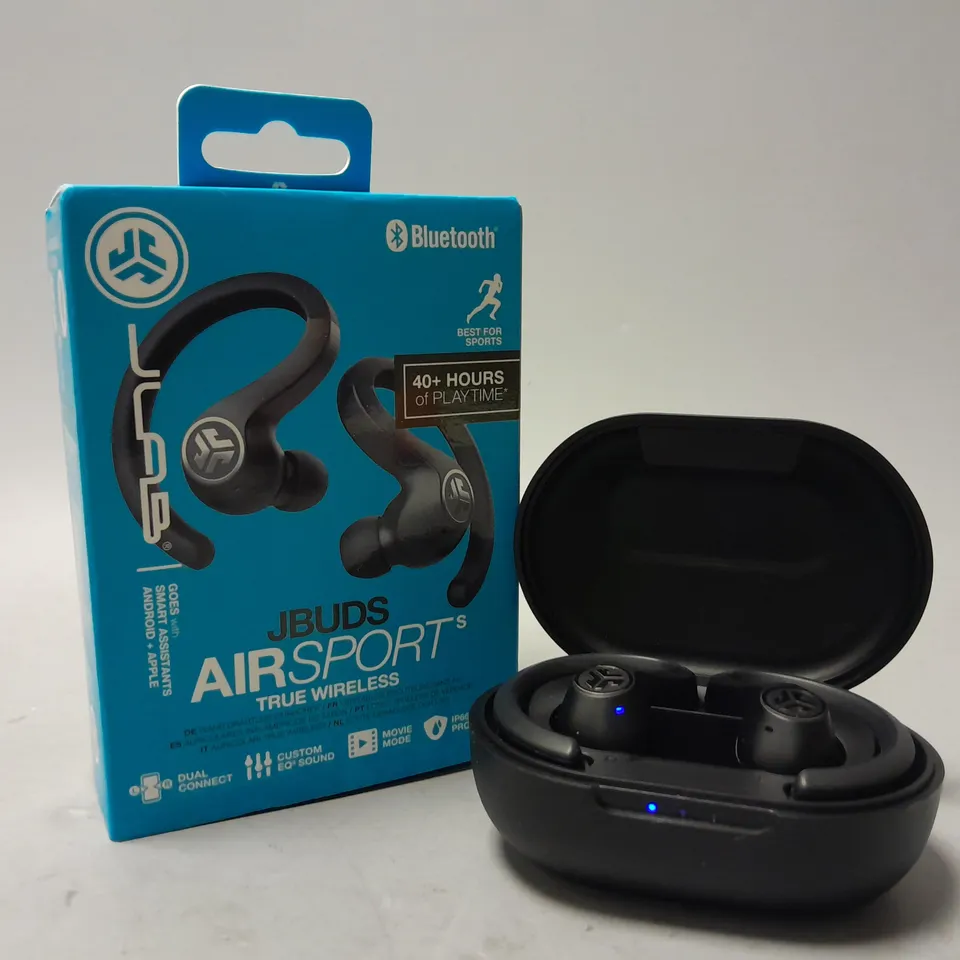 BOXED JLAB JBUDS AIRSPORT TRUE WIRELESS EARBUDS IN BLACK