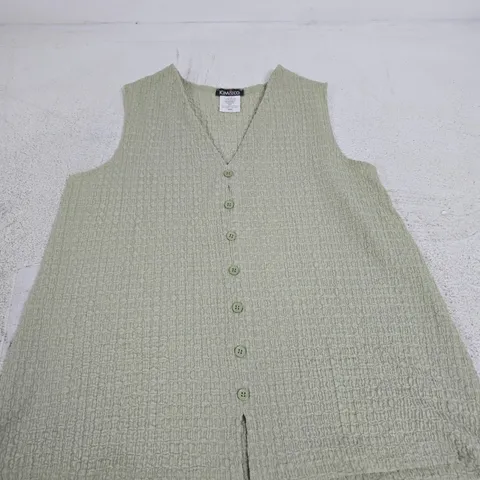 KIM & CO CELADON SLEEVELESS KNIT VEST, WOMEN'S SIZE M/M