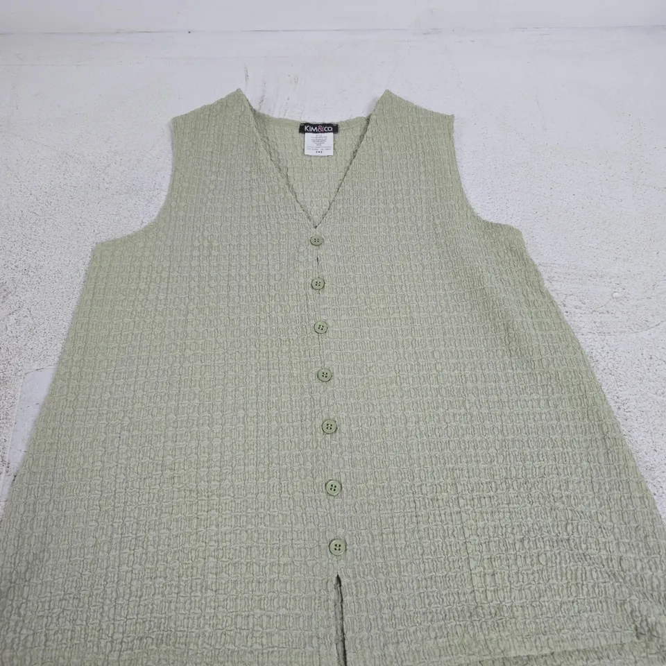 KIM & CO CELADON SLEEVELESS KNIT VEST, WOMEN'S SIZE M/M