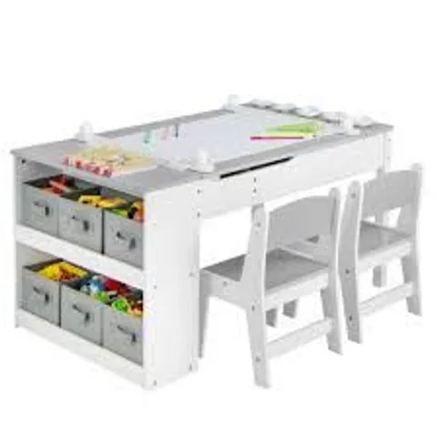 BOXED COSTWAY 2 IN 1 GREY KIDS ART EASEL TABLE AND CHAIR SET