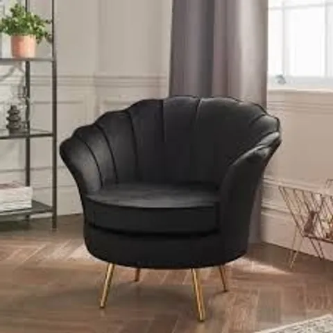 BRAND NEW HOMESDIRECT365 BLACK SCALLOP SHELL TUB CHAIR