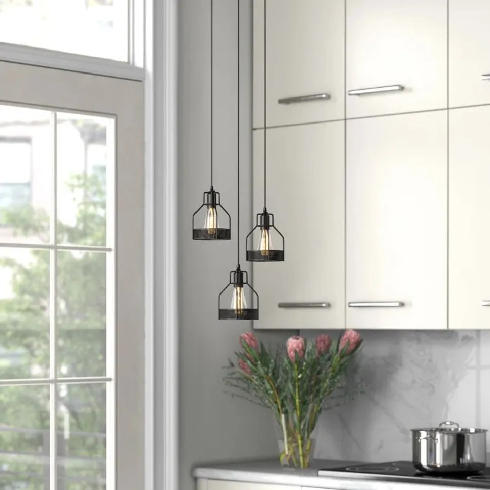 BOXED LEBOW 3-LIGHT CLUSTER GEOMETRIC PENDANT
