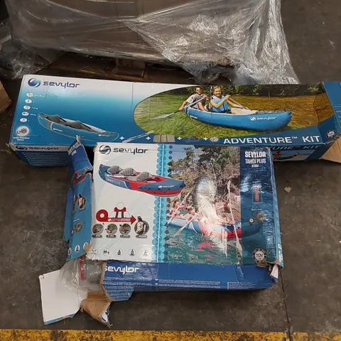PALLET OF ASSORTED INFLATABLE KAYAKS AND PADDLE BOARDS WITH VARIOUS FAULTS, INCLUDING THE FOLLOWING BRANDS: SEVYLOR, HYDRO-FORCE