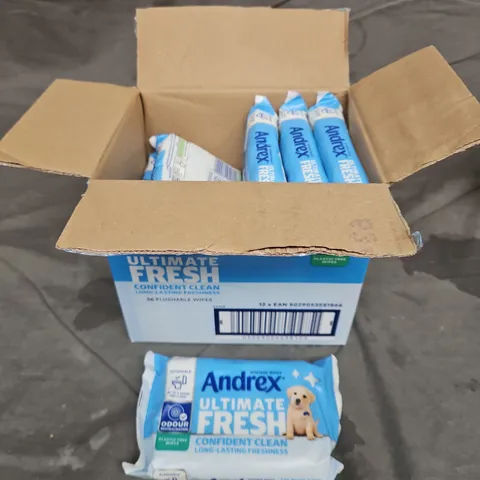 BOX OF APPROX 10 ANDREX ULTIMATE FRESH FLUSHABLE WIPES