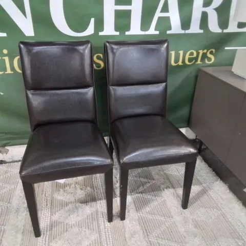 PAIR OF STONE INTERNATIONAL BROWN LEATHER DINING CHAIRS 