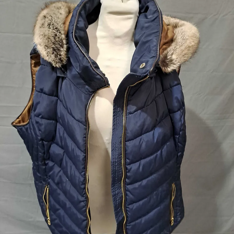 JOULES NAVY GILET WITH HOOD - UK 20