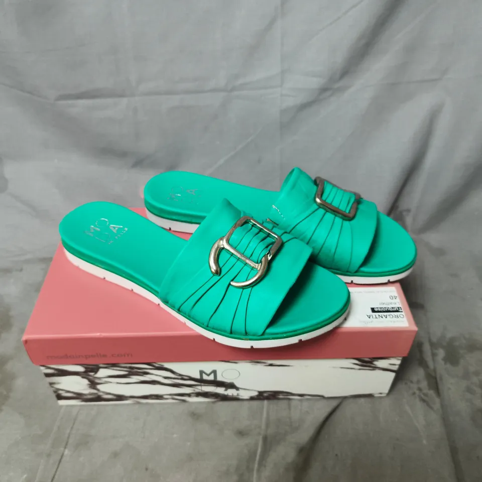 MODA IN PELLE TEAL SLIDE SANDALS WITH BUCKLE – WOMEN'S UK 7 (EU 40)