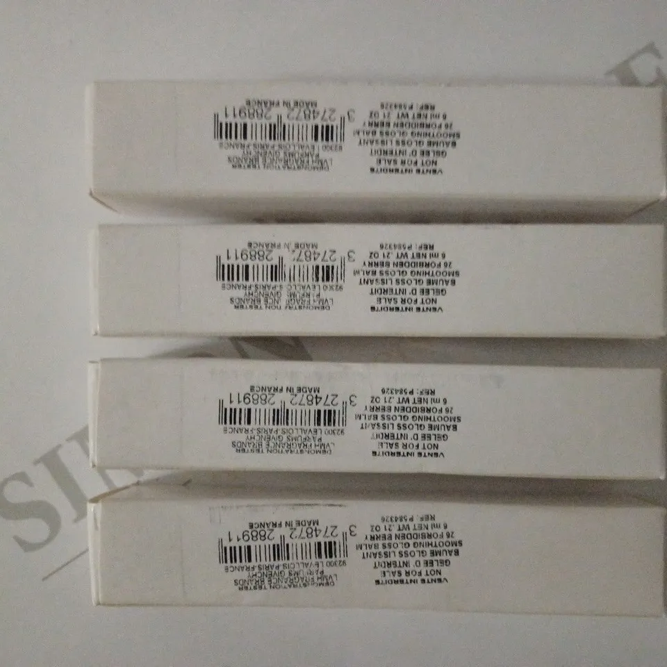 LOT OF 4 GIVENCHY SMOOTHING GLOSS BALM 6ML, 26 FORBIDDEN BERRY