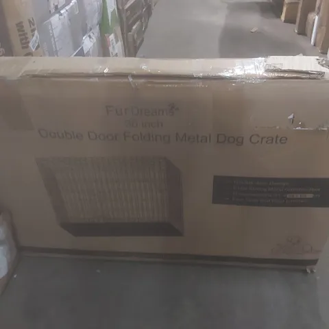 BOXED FUR DREAMS 36" DOUBLE DOOR FOLDING METAL DOG CRATE