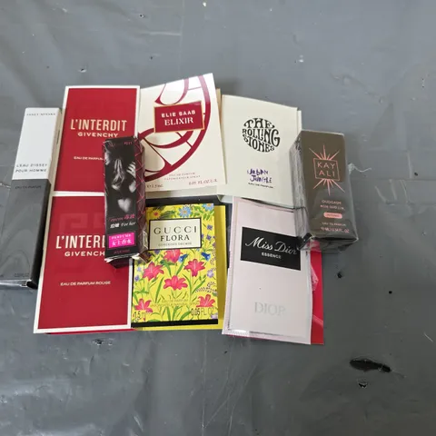 ASSORTED DESIGNER FRAGRANCES SAMPLES AND TESTERS – L'INTERDIT, GUCCI FLORA, MISS DIOR, DIOR, ELIE SAAB ELIXIR & MORE